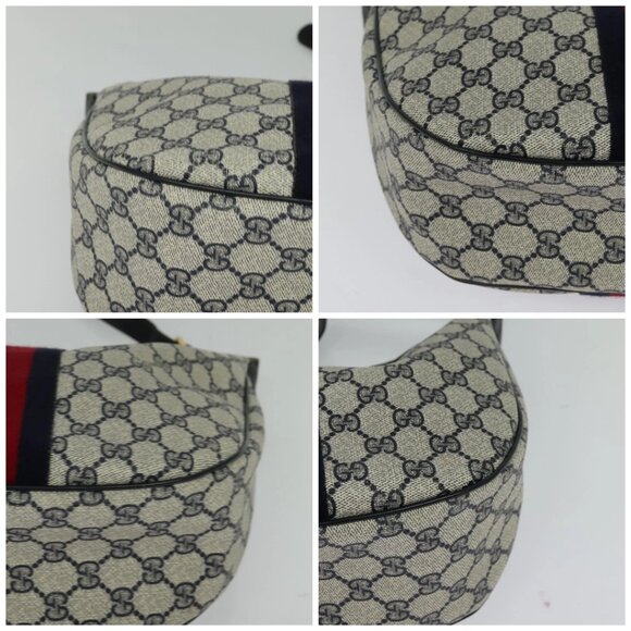 GUCCI GG Supreme Sherry Line Shoulder Bag PVC Navy Gold 10 2 8840 Auth 127091 - Picture 14 of 16